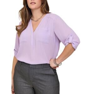 Torrid Harper Georgette Blouse NWT Size 3X 3/4 Sleeve Lilac Purple
